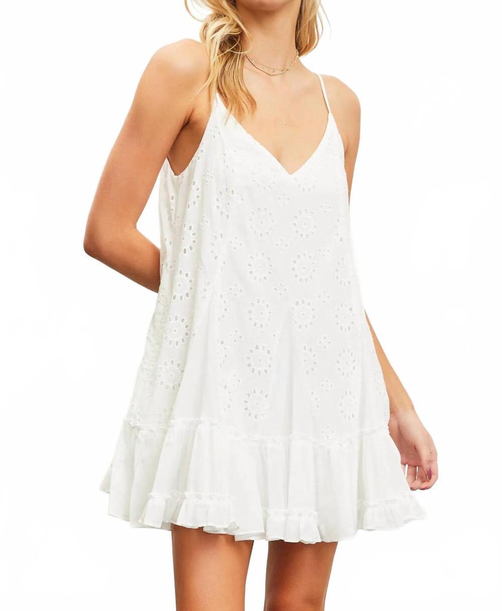 NEW MUSTARD SEED gingham eyelet dress in white